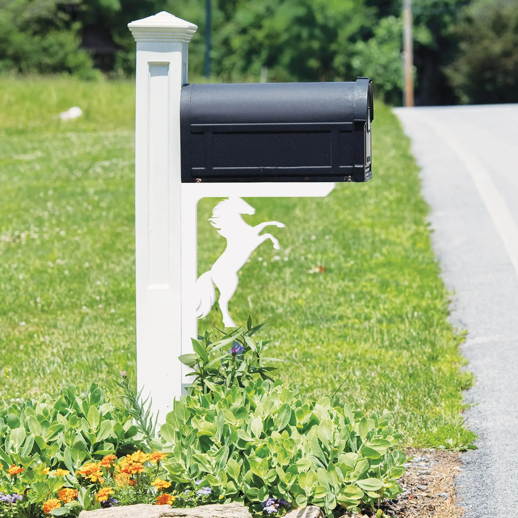 JennyGems Horse Mailbox with Decorative PVC Porch Bracket - 21 x 16 inches, Made in USA, Outdoor Home Improvement Decor, Easy Installation to Enhance Curb Appeal & Add Personality to Your Home