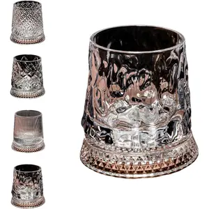 360 Degree Rotating Whiskey Glass - Spinning Crystal Wine Glass with Stress Relief Function, Rotating Bourbon Cup, Thick Crystal Construction for Birthdays (aa)