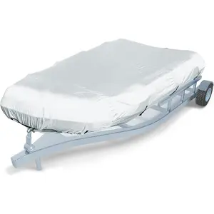 600D Marine Grade Fade and Tear Resistant Dinghy Cover, Heavy Duty Waterproof and Sunproof Inflatable Boat Cover, Silver (Up to 9.5' Long)