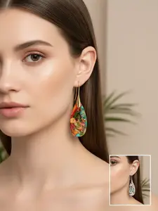 Natural Healing Stone Fishhoop Dangle Drop Earrings Statement Gold silver earrings