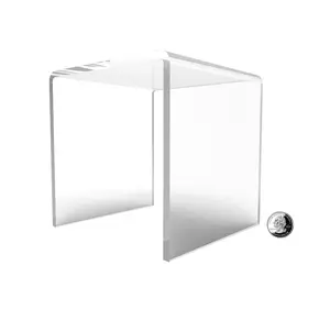 FixtureDisplays® One Riser Combo 6" Cube 3-Sided Clear Plexiglass Pedestal Lucite Acrylic Display Risers Jewelry Showcase Fixtures - 1/8" Thick 16905-6INCH-CLEAR-NF
