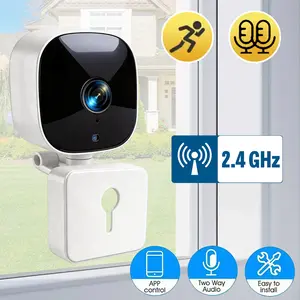 Window Mount Security Camera, Indoor 2.4G WiFi Camera for Home Apartment Security, Pet Care Camera with 2-Way Audio, Motion Detection, TF Card & Cloud Storage