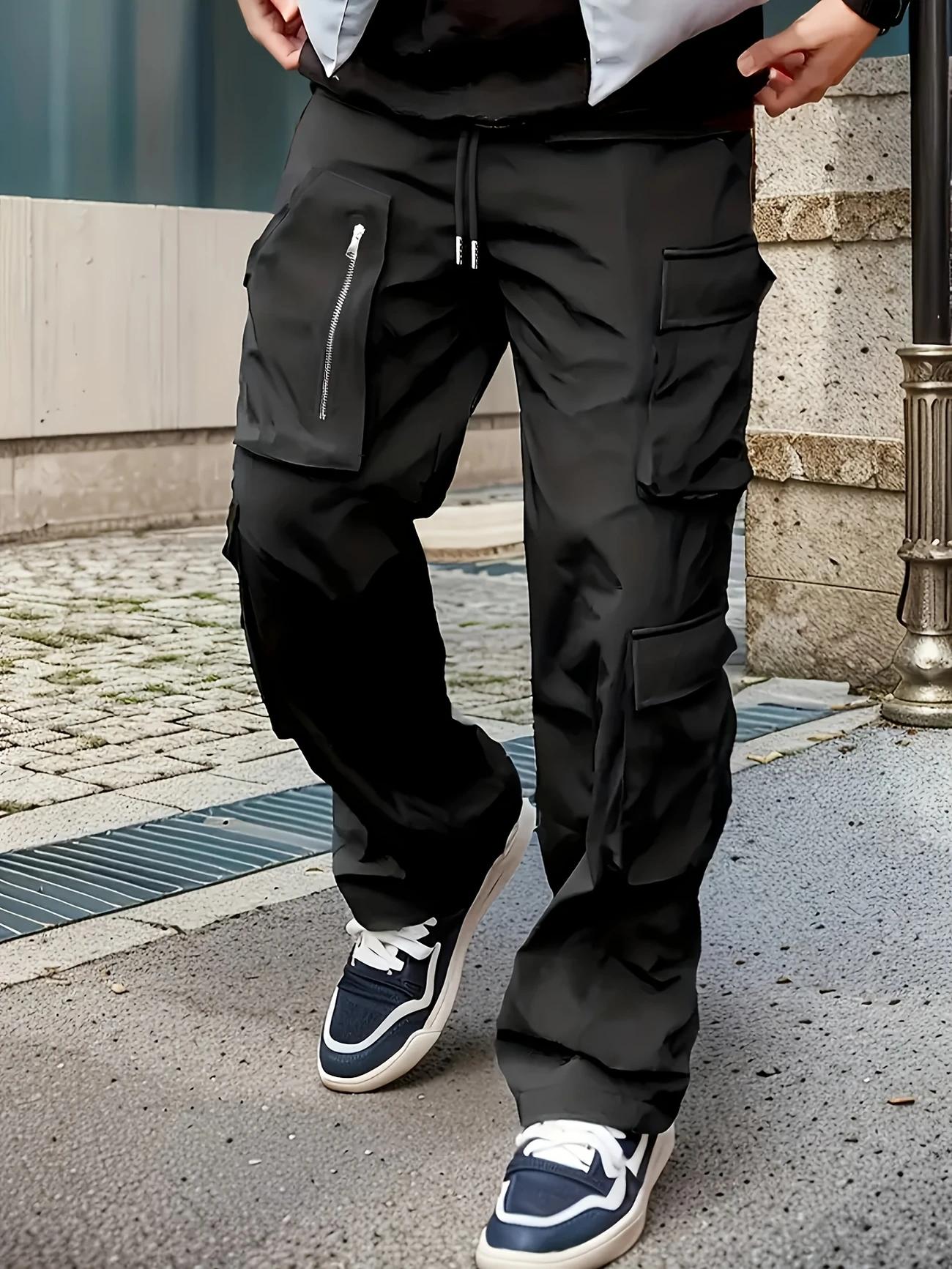 3-Pack Men's Casual Cargo Pants Zipper Detail Multi-Pocket Durable Work Trousers