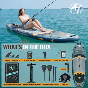 [Spring Glow Up] 11'6"×35" Inflatable Stand Up Paddle Board, 450LBS Capacity, Premium SUP with Kayak Seat for Paddling, Fishing, Yoga & Kayak, Wide Non-Slip Deck, Double-Ended Paddle, Two-Way Pump & Full Accessories
