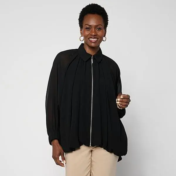 MarlaWynne WynneLayers Chiffon Blouson Jacket