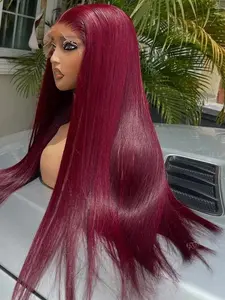 Burgundy Lace Front Wigs  Straight 13x4 HD Transparent Lace Frontal Body Wave Colored Lace Front  Wigs for Women Versatile Usage