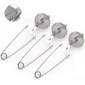 Snap Ball  Strainer,  3 Pack  Stainless Steel  Strainer with Handle for Loose Leaf  Fine Mesh  Balls Filter Infusers (Normal)