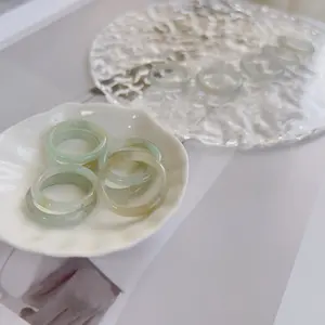 Light Green White Genuine Burmese Jadeite Ring, Myanmar Burma Icy Jadeite Ring