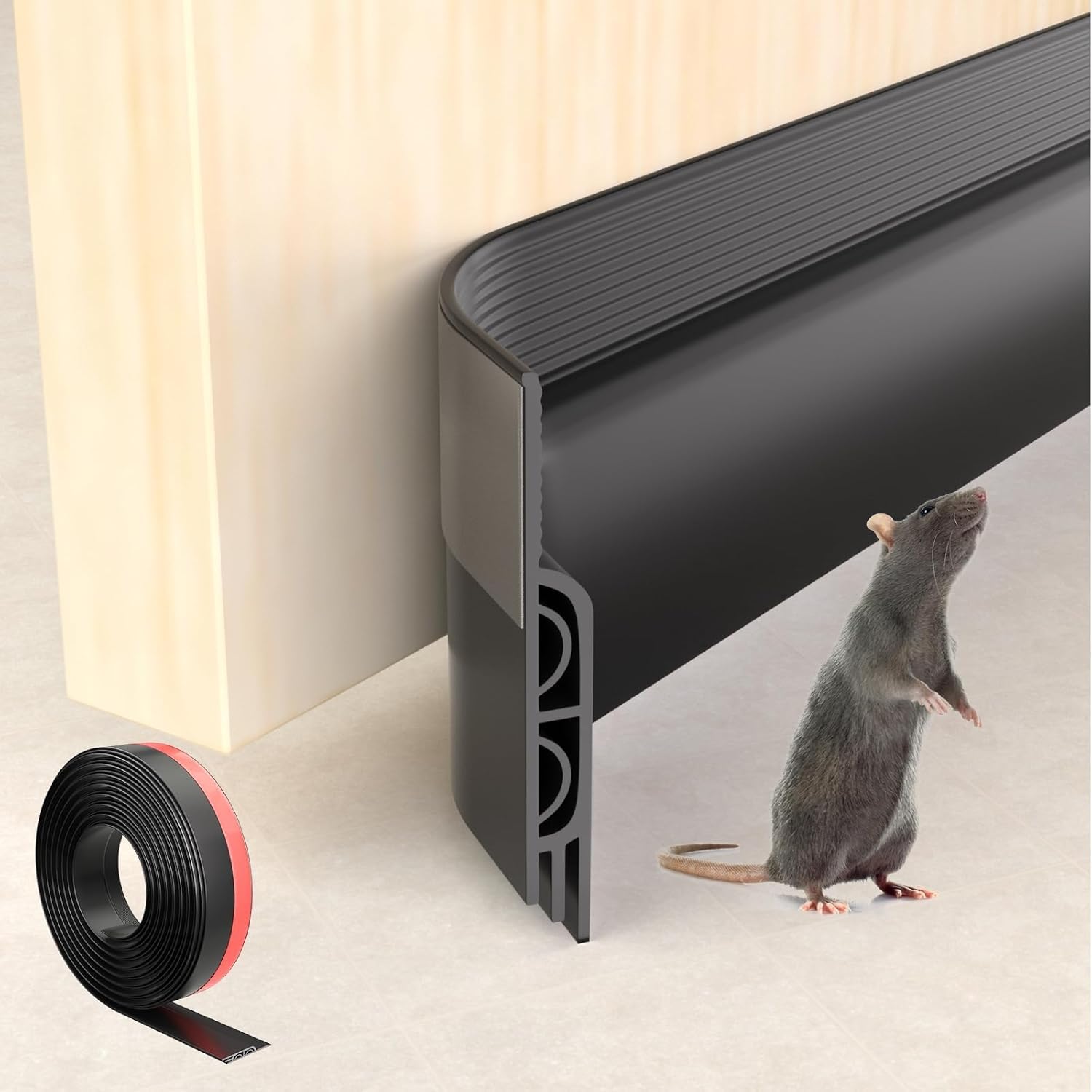 39" Under Door Draft Stopper – Black Door Sweep for Soundproofing, Noise Blocking, and Gap Sealing