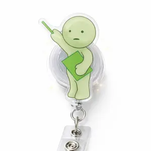 Green Guy Custom Shape Badge Reel, Acrylic ID Holder, Teacher Accessory