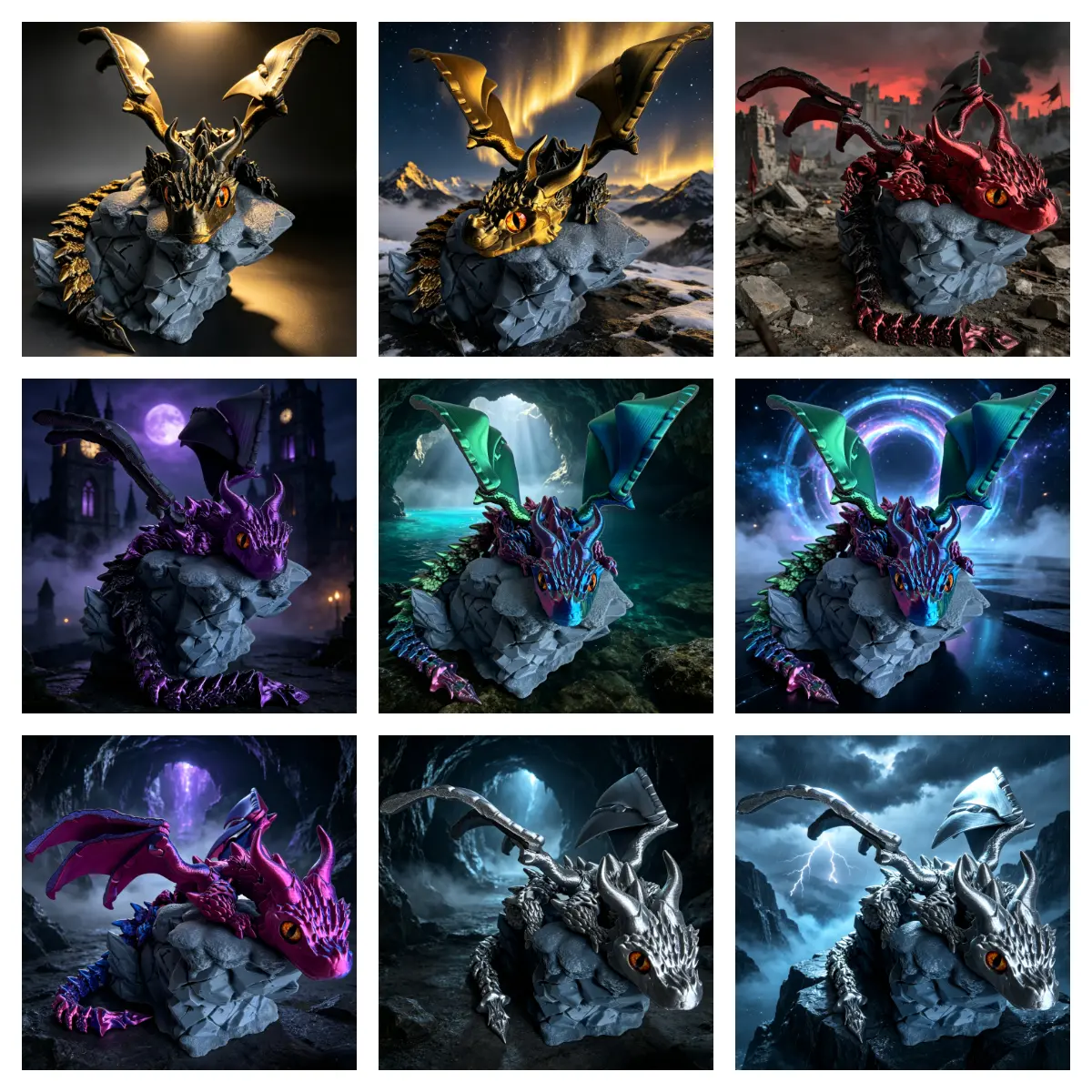 23.62 Inch Fantasy Dragon Statue Collection - Multiple Unique Color Variants - Perfect for Home Decor & Collectors - Detailed Sculpture - Mythical Creatures