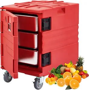 【GARVEE】82Qt Portable Food Warmer with LLDPE Hot Box and Wheels, Ideal for Catering; Available in Red, Black, and Brown Colors