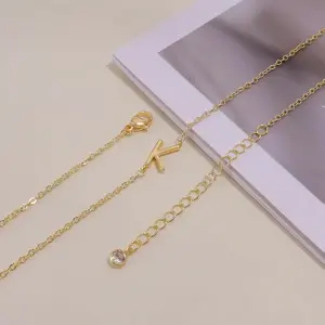 LuckFairy Initial Necklaces for Women Dainty Gold Letter Necklace 14k Gold Plated Sideways Initial Necklace Cute Name Simple Choker Necklaces for Women Trendy Jewelry Gifts