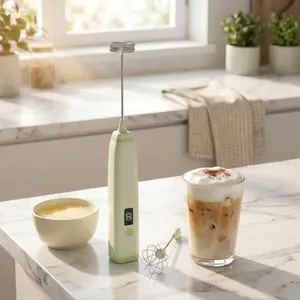 3-Speed Electric Handheld Milk Frother & Egg Beater - USB Rechargeable Coffee Mixer with 2 Detachable Whisks for Latte, Cappuccino & Baking - Cordless Kitchen Gadget Gift, Stainless Steel Whisk