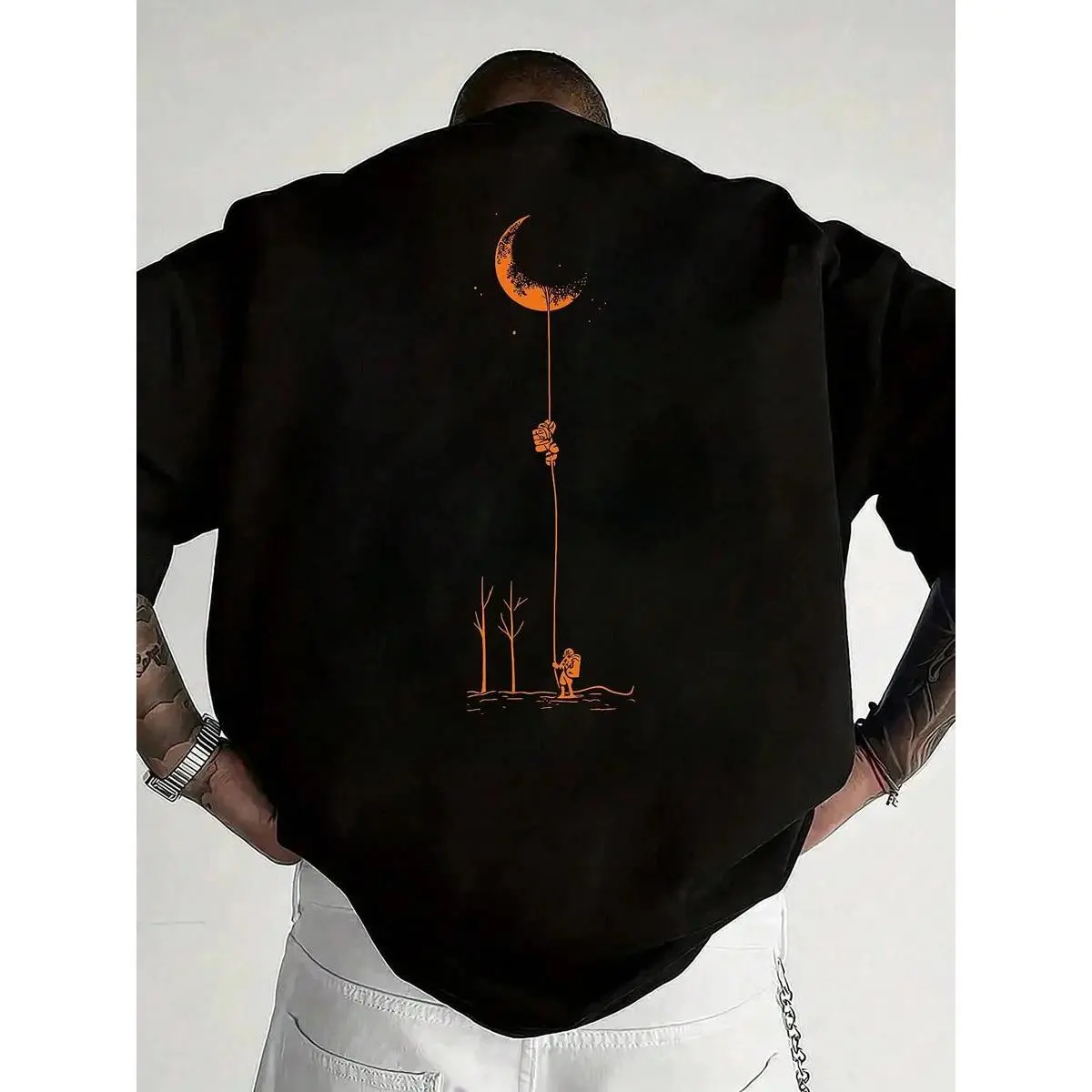 Street Style Short Sleeve T-Shirt, Astronaut Car Print Loose Fit Casual Top, Perfect for Daily Wear & Leisure