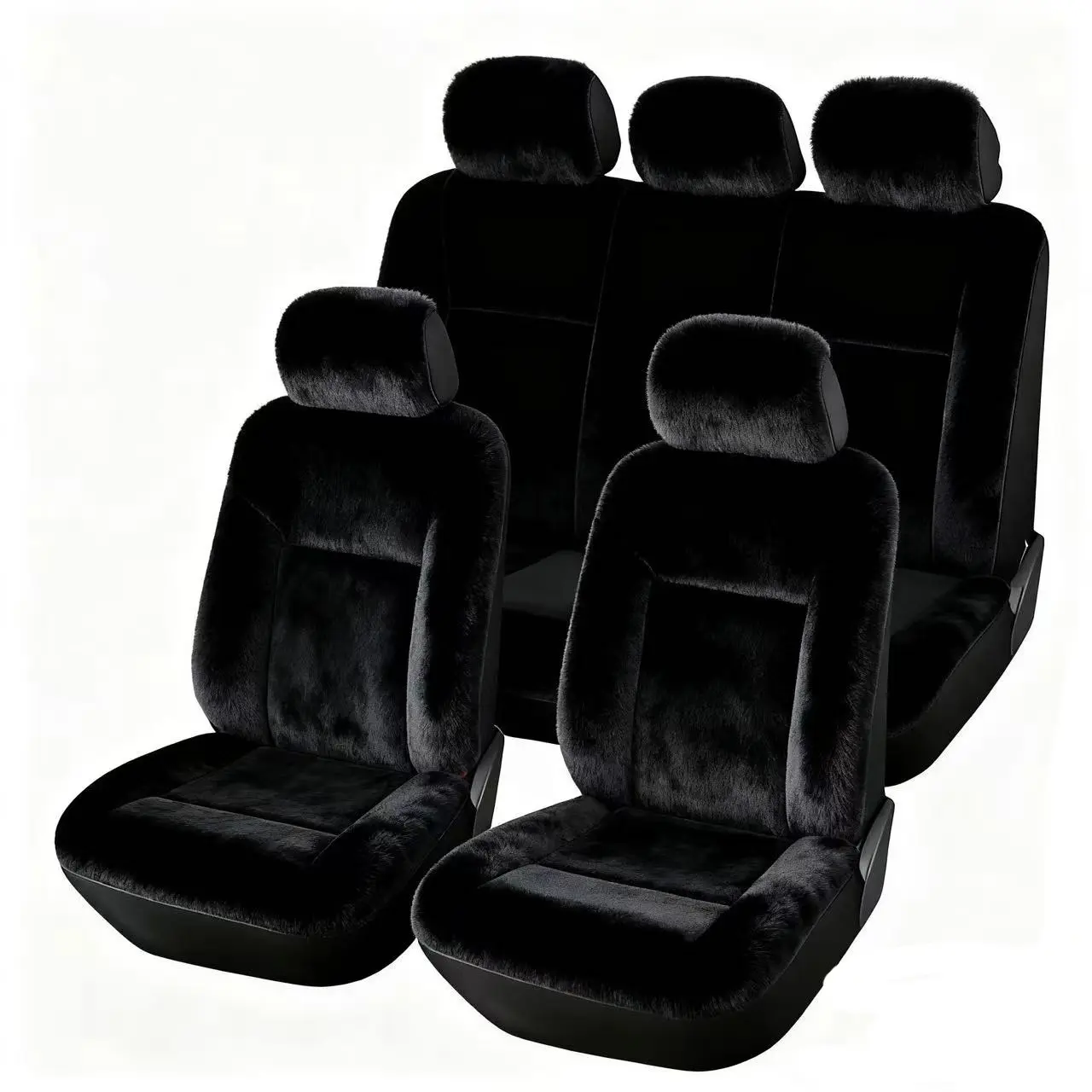 Fuzzy Plush Car Seat Covers Full Set, Universal Fit 5 Seater, Airbag Compatible, Winter Warm Fluffy Seat Protector, Non-Slip Washable, for Cars SUV Trucks, Car Seat Protectors, Automotive Seat Covers