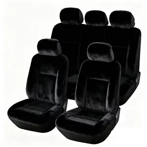 Fuzzy Plush Car Seat Covers Full Set, Universal Fit 5 Seater, Airbag Compatible, Winter Warm Fluffy Seat Protector, Non-Slip Washable, for Cars SUV Trucks, Car Seat Protectors