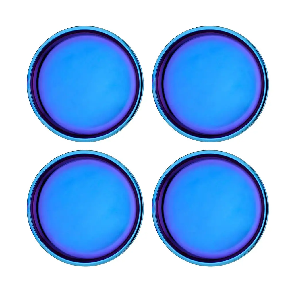 Ahimsa Stainless Steel Purposeful 9" Plates (Set of 4) for Adults, Kids, and Toddlers in Blue