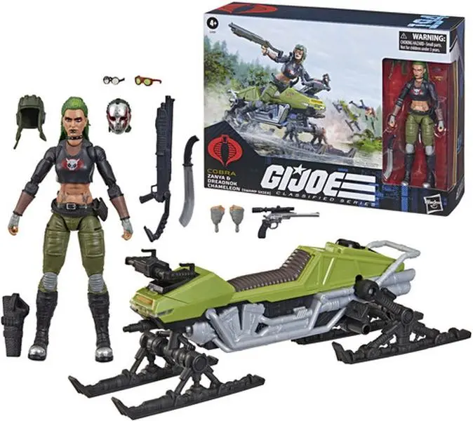 G.I. Joe - Classified Series #194 Zanya & Dreadnok Chameleon with Swamp Skier Vehicle - Unisex Modern Retro Collectible Figures Set for Age 4+, Includes Accessories [COLLECTIBLES]