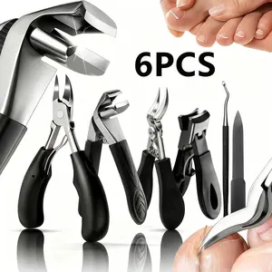 6PCS Professional Toenail Clipper Set for Thick & Ingrown Nails – Heavy Duty Stainless Steel Nail Clippers, Precision Pedicure & Manicure Kit with Cuticle Tool, Nail File & Curved Blade Grooming Tools for Men & Women summervibes trimming