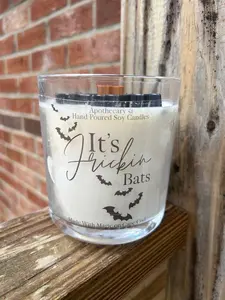 It's Frickin' Bats 12oz Wood Wick Candle Halloween Spooky code orange
