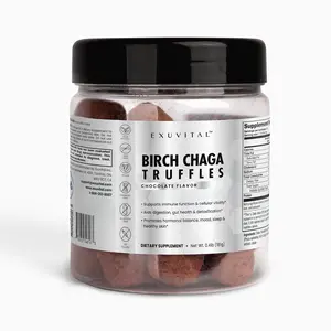 Exuvital Birch Chaga Truffles Chocolate Flavour 30 Truffles  Supports Immune Function Digestion Gut Health