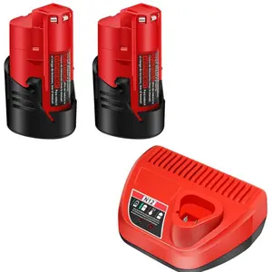 2 Pack 12V 3.5Ah 48-11-1862 Replacement for Milwaukee Battery & N12 3A 12V 48-11-1862 Charger Compatible with 12V Li-ion Battery 48-11-1812 48-11-1828 48-11-1850
