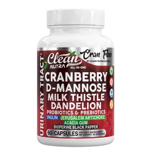 Clean Nutra 14-in-1 Urinary Tract Support Capsule with Cranberry, D-Mannose Probiotics & Milk Thistle for Bladder Kidney Wellness - Cran Flow