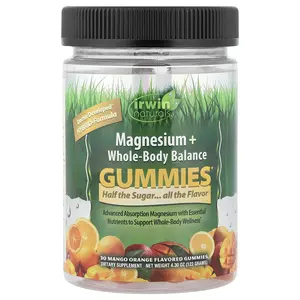 Irwin Naturals Magnesium + Whole-Body Balance Gummies, Mango Orange, 30 Gummies