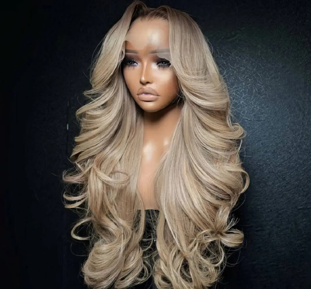 Ombre Light Ash Blonde Lace Front Wig Human Hair 210  display picture 1