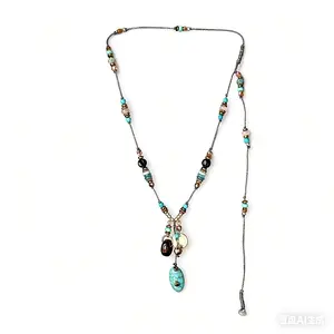 LuminaME Desert Nomad-Bohemian Turquoise Long Necklace Vintage Beaded Sweater Chain Ethnic Tribal Jewelry