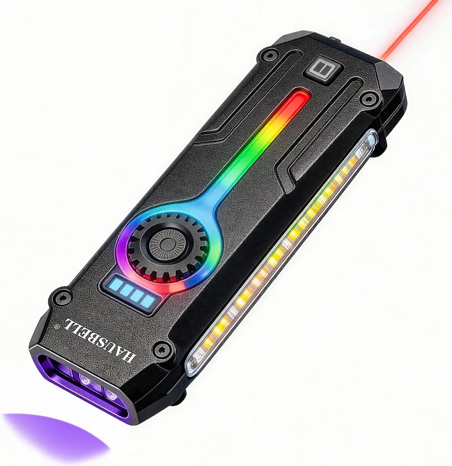 1800-Lumen EDC Torch with Stainless Steel Pocket Clip, Adjustable Aperture, 3-Way Heavy-Duty Multi-Mode, UV Lamp, RGB, Stepless Dimming, USB-C Magnetic Rechargeable Ultra-Slim Flat Work Light, IPX6 Waterproof, WiFi Enabled for Camping, Home Emergency