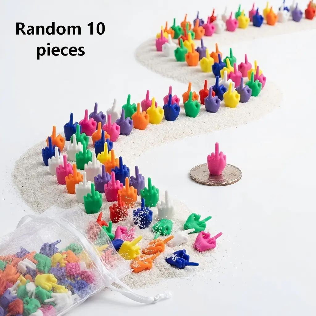 10 pcs 3D-Printed Mini Middle Finger, Fun Plastic F-U Gesture, Desk Decoration in Vibrant Colors or Mixed Pack, Novelty Party Supplies, Artificial Accessory