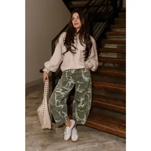 Kancan: Elise Camo Barrel Leg Jeans