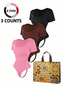 Women's Solid Color Square Neck Shapewear Bodysuit, Tummy Control Butt Lifting Shaper, Ladies Shapewear for All Seasons, Womenswear, Underwear