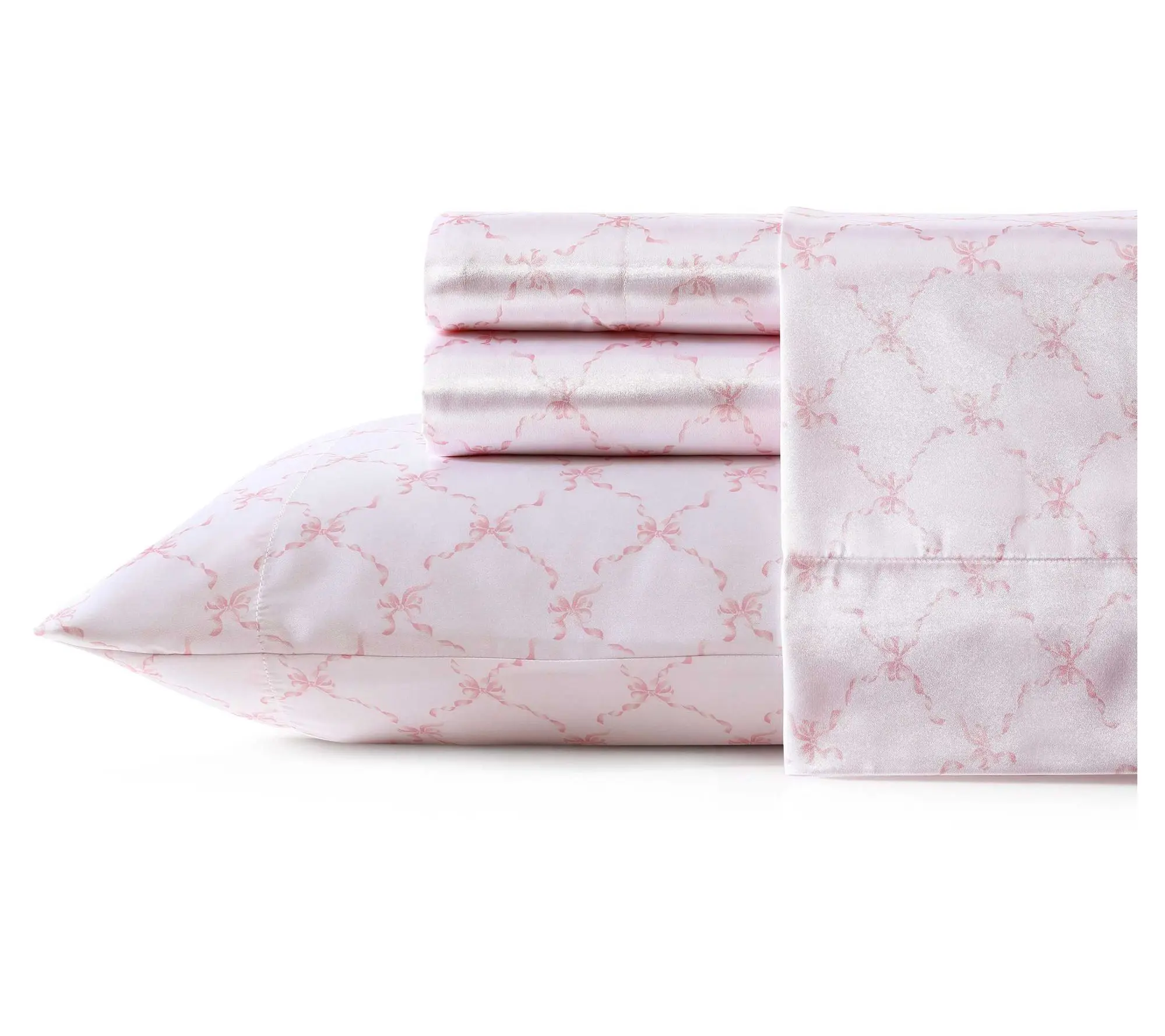 Laura Ashley Bow Ribbon Pink King Sheet Set Laura Ashley Bow Ribbon Pink King Sheet Set