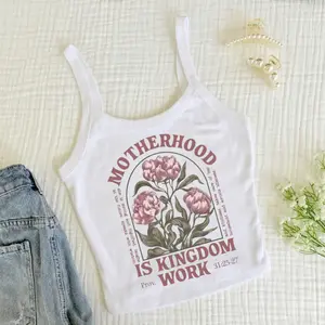 [Hot Summer - Fast Ship From US] - Motherhood Is Kingdom Work Strap Tank – Christian Mom Shirt, Bible Verse Gift, Faith Based Mother’s Day Gift