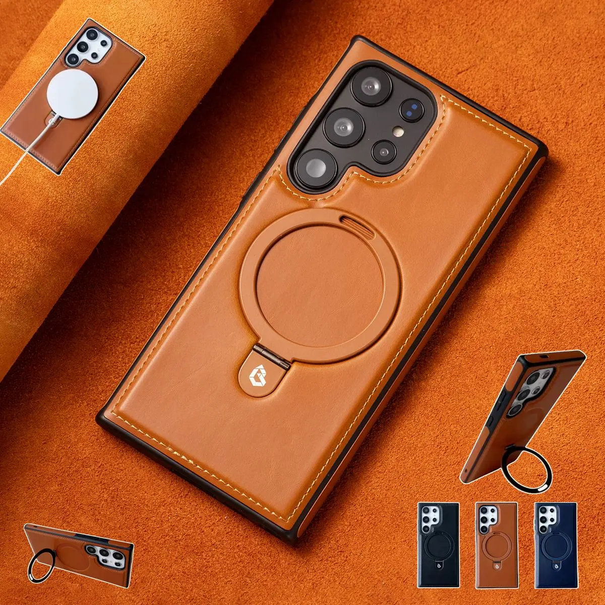 PU Leather Magnetic Attraction Smartphone Case Cover Casing with Hidden Stand, 1 Count Protective Shockproof Phone Case, Phone Cases for Samsung Galaxy S24 S23 Ultra S24 Plus S23 Plus S22 Plus, Accessories