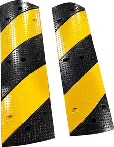 3.3Ft Rubber Speed Bumps for Road, Rubber Speed Bumps for Driveway Black Wire Cord Ramp Set of 2 Speed Bumps Cable Protector Supports 25000lbs,