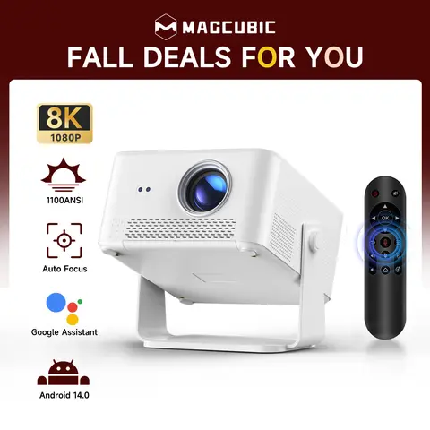 Magcubic HY450Max Home Projector - 1100ANSI, 8K Decode, Auto Focus, 12W Speaker, HDR10+, Android 14.0, Dual WiFi6, BT5.4, Fully Automatic Keystone, 1.0:1 Throw Ratio, Screen Recognition, Automatic Obstacle Avoidance, Local, Cable, USB, Sports, Gaming Use