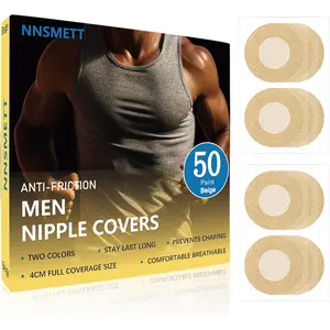 Nipple Covers Men,100Pcs (50 Pairs) Anti-Chafing Nipple Covers for Men, No-Show Mens Nipple Guard Tape for Running, Sports, and Daily Wear Beige