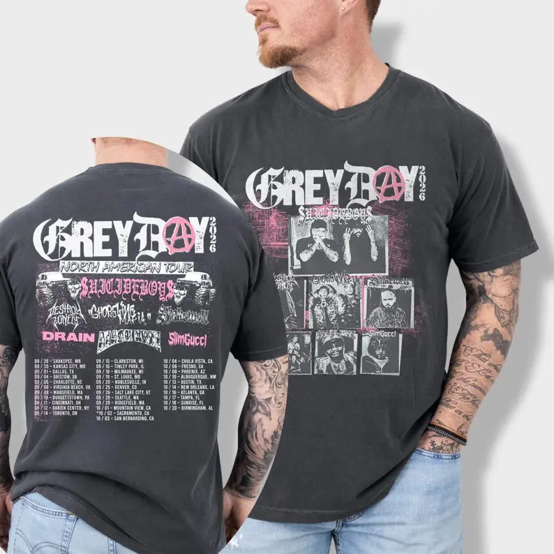 Grey Day 2026 Tour T-Shirt, $uicideboys Concert Merch, Vintage Graphic Tee