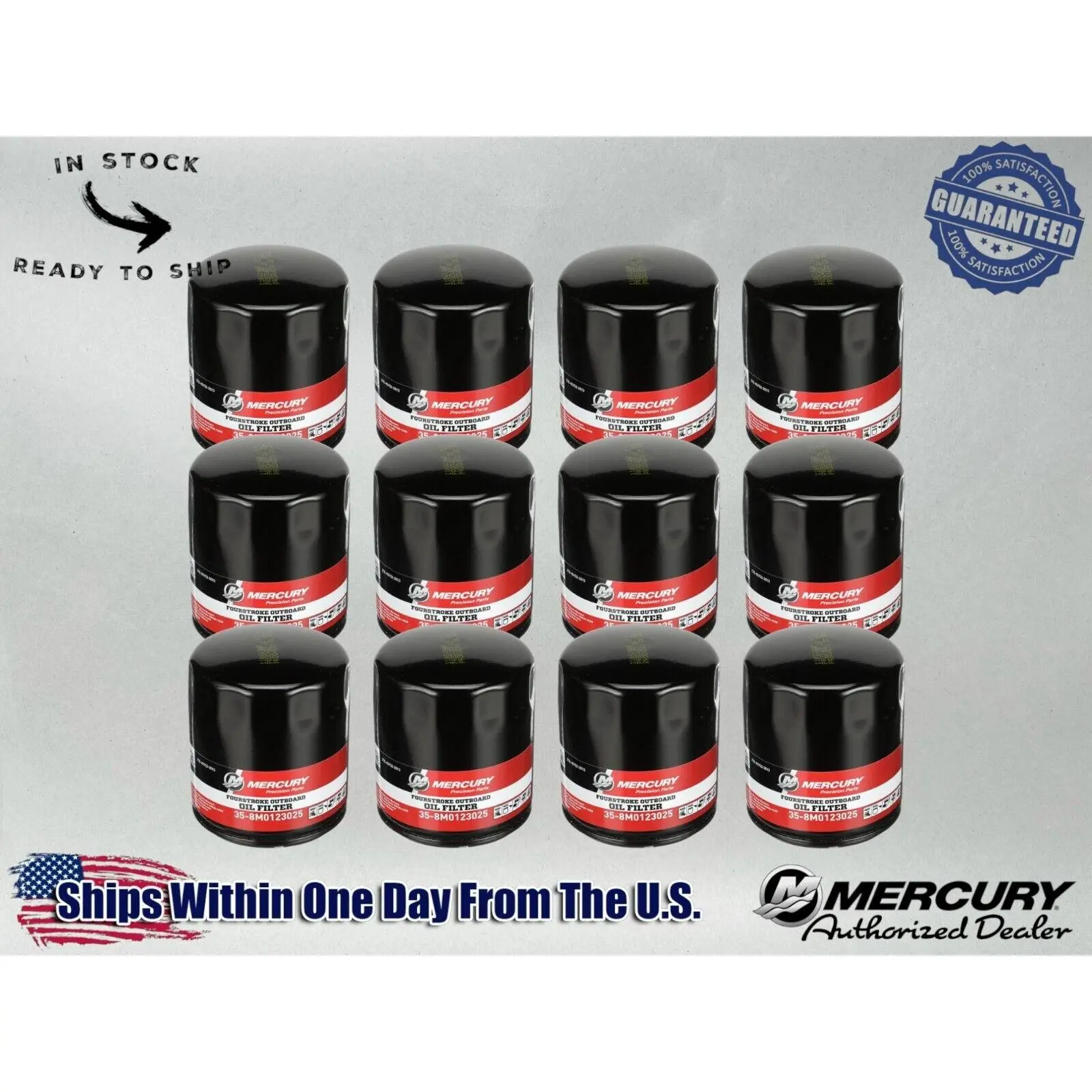 Mercury OEM Outboard Oil Filter for 3.4L V6 and 4.6L V8 8M0123025-12PACK