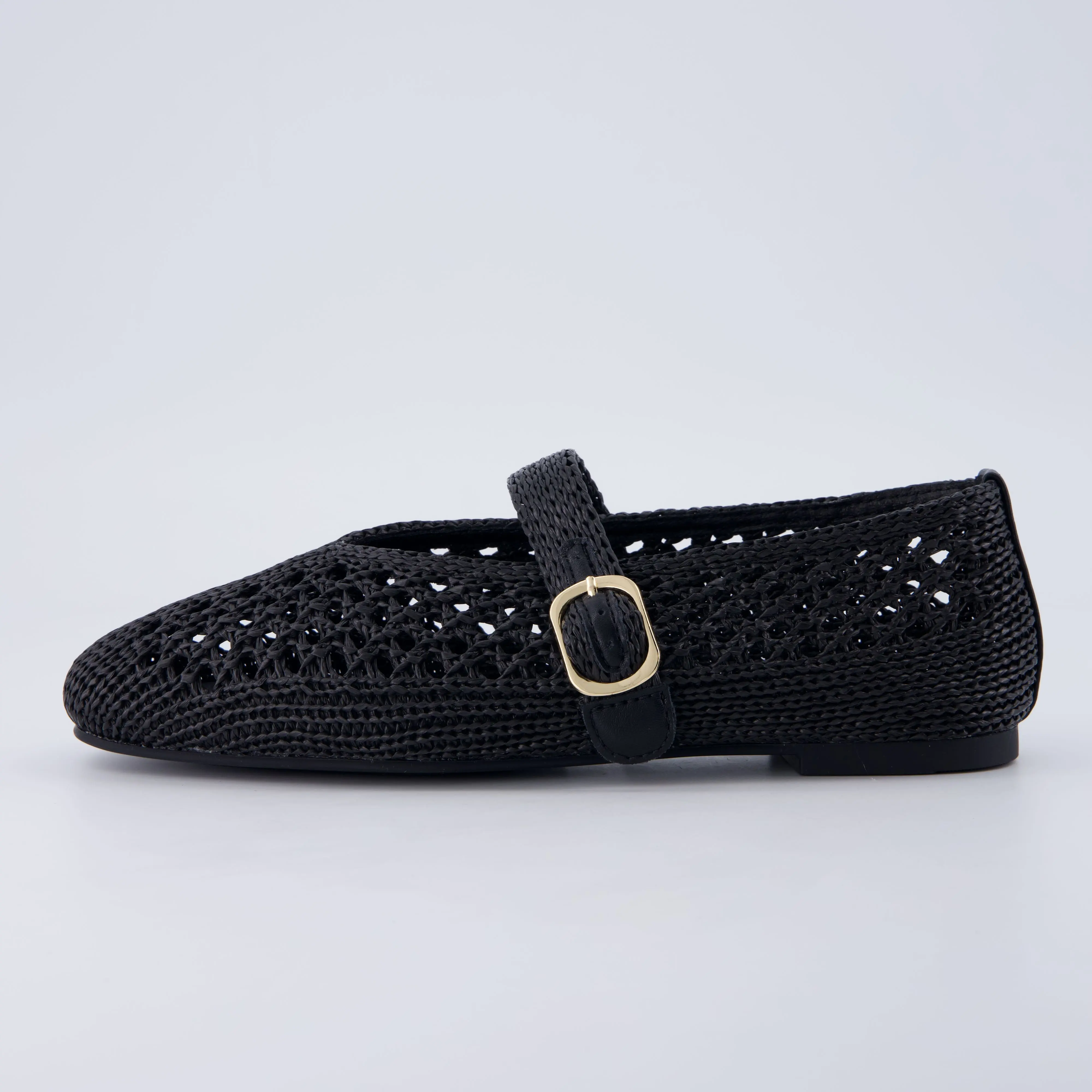 Cushionaire Monet Woven Mary Jane Flats for Women | Comfortable Ballet Flats with Adjustable Gold-Tone Buckle Strap and Memory Foam Cushioning