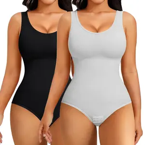 Shapewear Bodysuit for Women Tummy Control Butt Lift Basic Minimalist Comfortable Crew Neck Square Neck Camisole Body Suit Sleeveless Womenswear for Daily Wear Plus Size Clothing