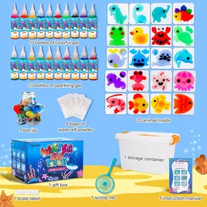 Teexpert Magic Water Elf Toy Kit - DIY Squishy Aqua Fairy Maker with 20 Animal Molds & 20 Colorful Gels, Creative Arts & Crafts for Kids 3+ | Perfect Christmas/Birthday Gift for Boys & Girls