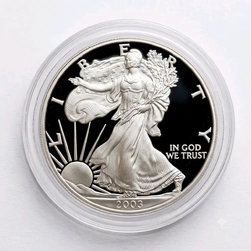 2003-W Proof American Silver Eagle with Box and COA - One Troy Oz.   .999 Silver
