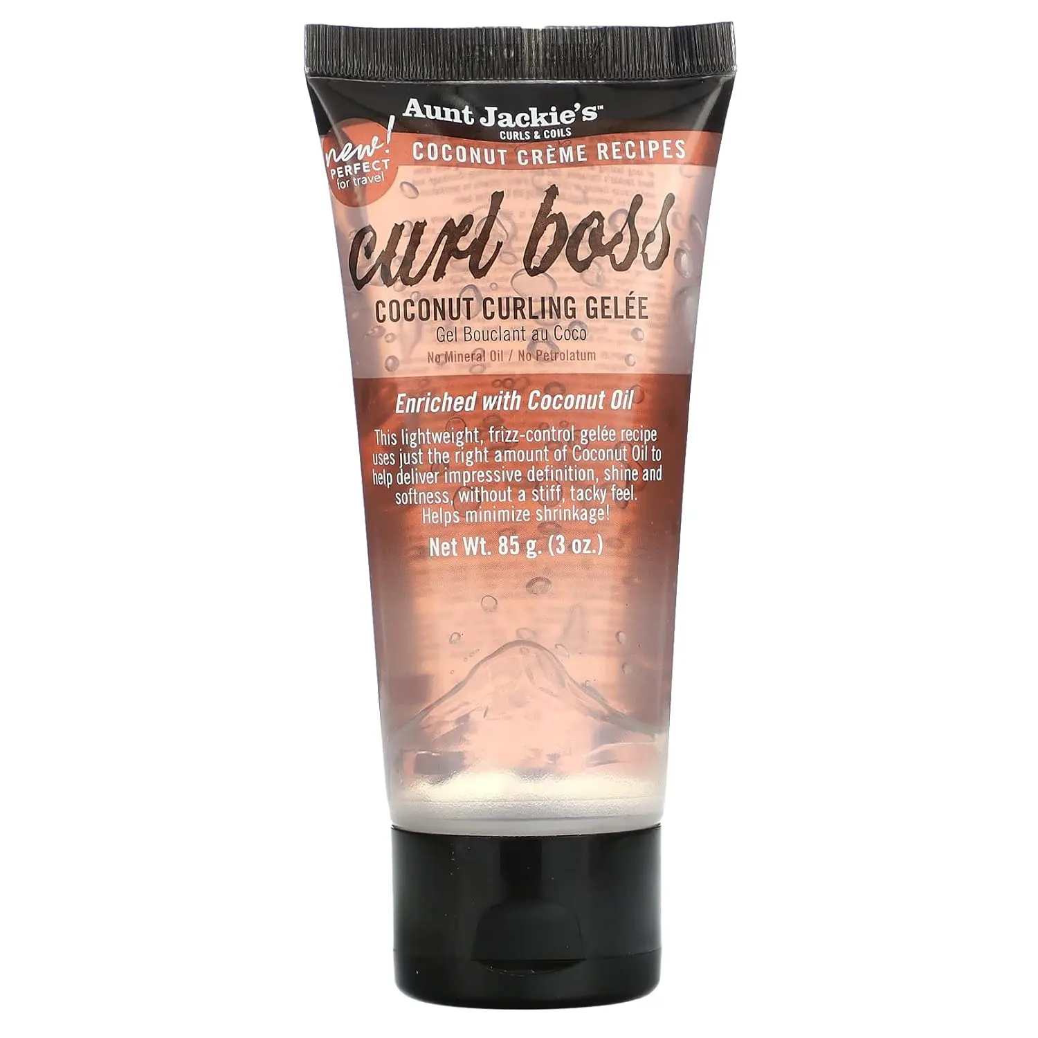 Aunt Jackie's Curl Boss Coconut Curling Gelee Haircare Moisturizer - Lightweight, Hydrating, Dry Hair-Friendly, 3oz Travel Size for Curly Locks, Wavy Hair