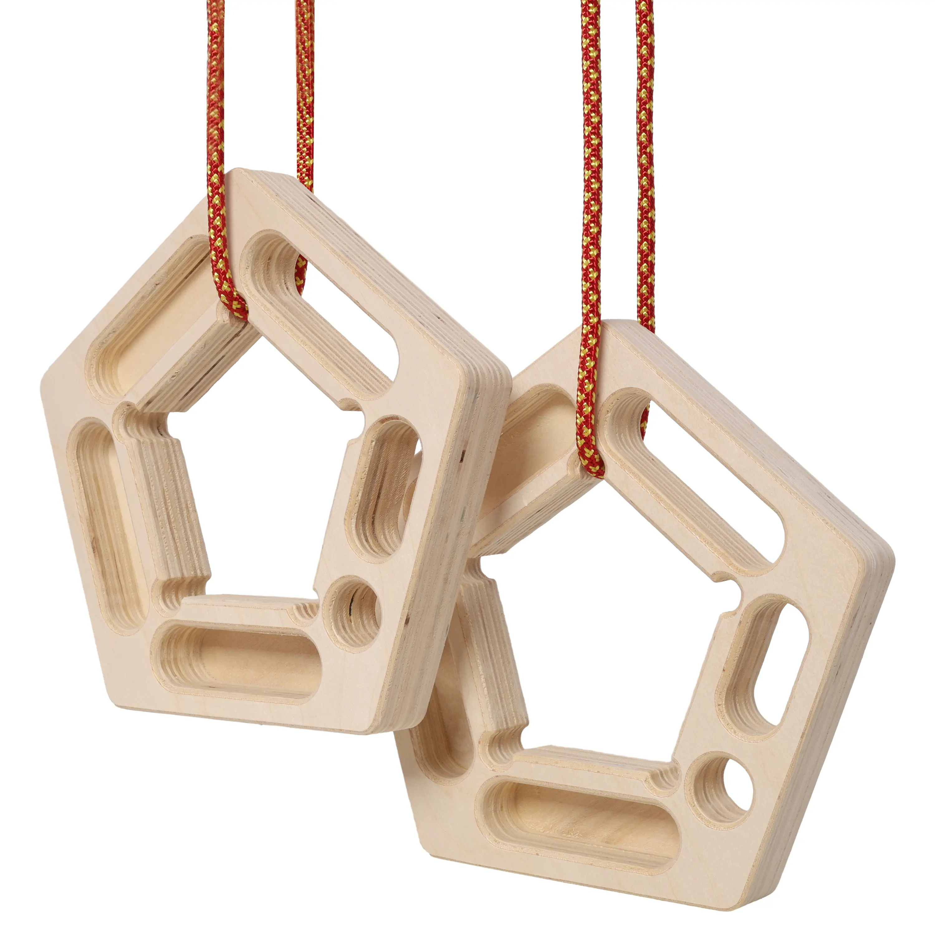 2PACK Climbing Hangboard Rock Climbing Training Wooden Fingerboard Trainer for Strengthening Fingers and Grip with Orange Ropes Wood Material