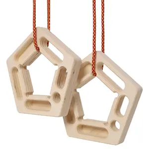 2PACK Climbing Hangboard Rock Climbing Training Wooden Fingerboard Trainer for Strengthening Fingers and Grip with Orange Ropes Wood Material